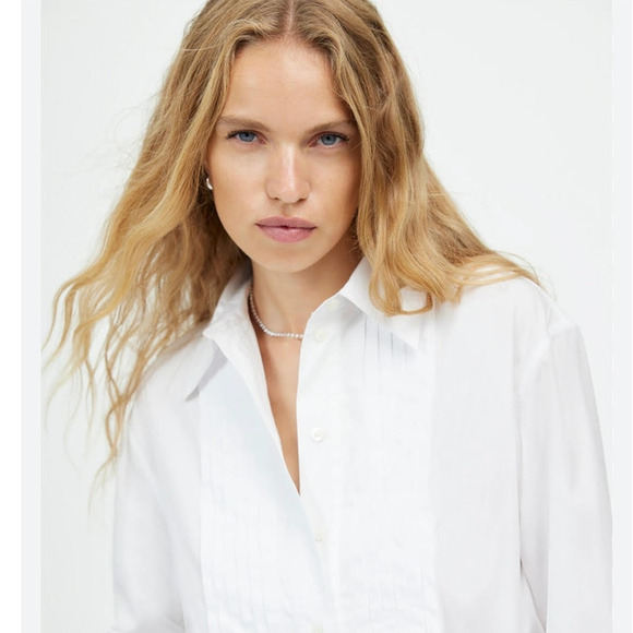 NWT Madewell Tuxedo Button-Up Shirt in Poplin White XS - Picture 2 of 8